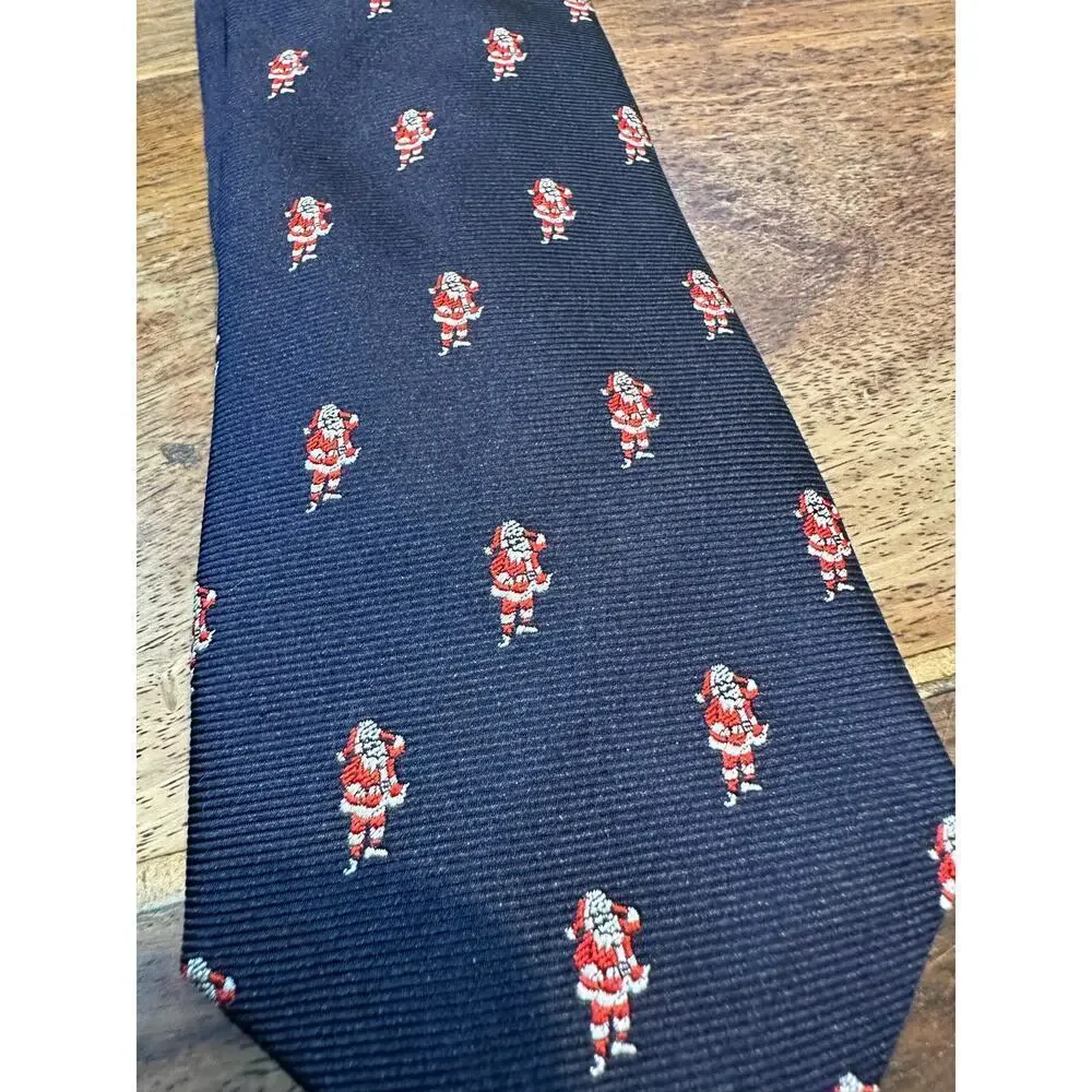 Fusaro Blue 100% Silk Santa Claus Patterned Neck Tie